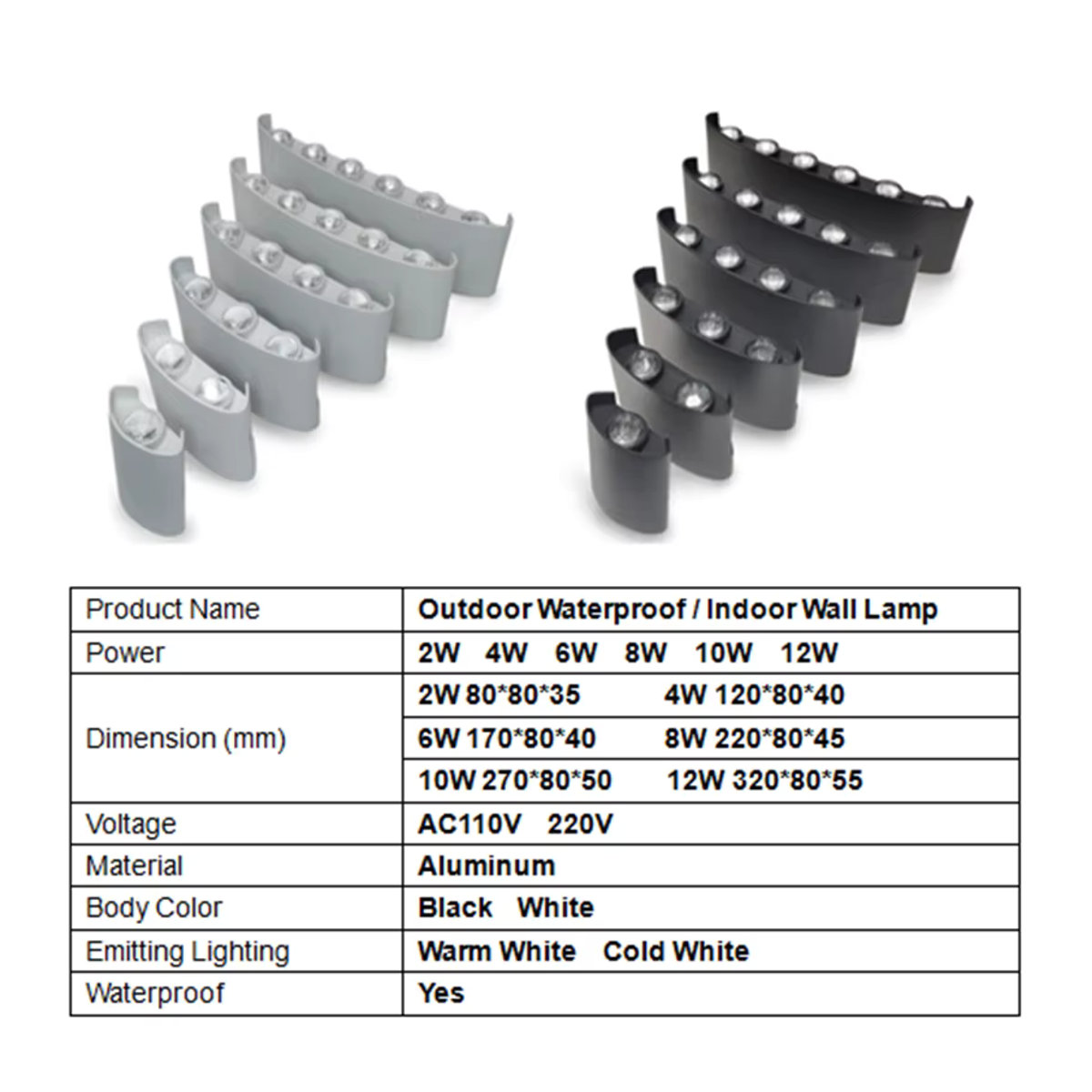 Heevye LED Wandleuchte aus Aluminium in Schwarz, minimalistisches Design, IP65 wasserdicht für Outdoor Garten Balkon und Innenbereich - Bild 3