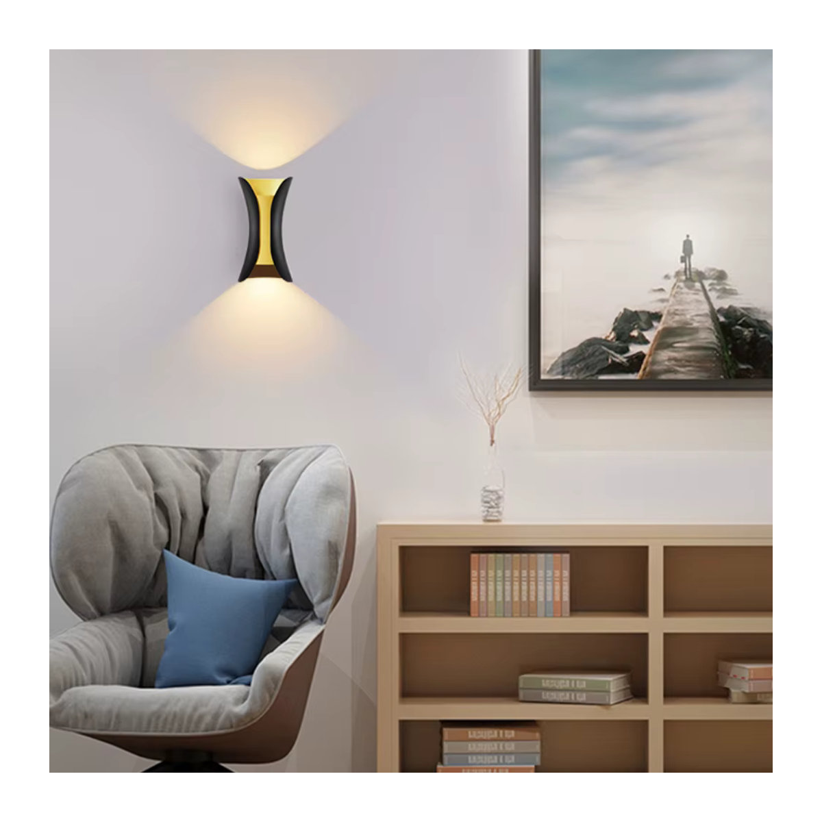 Heevye Moderne LED Wandleuchte aus Aluminium in Gold und Weiß für Außen und Innen - Bild 5