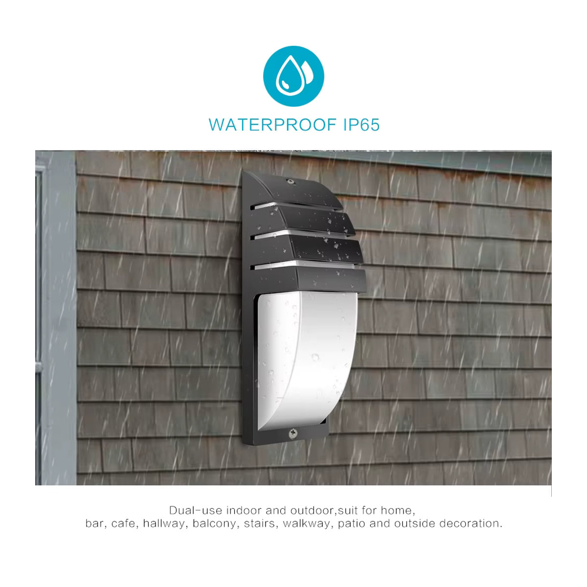 Heevye Moderne LED Wandleuchte aus Aluminium in Schwarz IP65 Wasserdicht für Outdoor Garten und Balkon - Bild 3