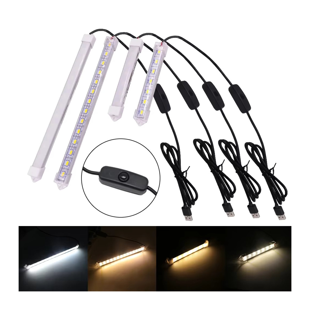 HEGEHE LED-Bar Nachtlicht mit Schalter, USB-Anschluss, Weiß, Möbelbeleuchtung - Bild 7