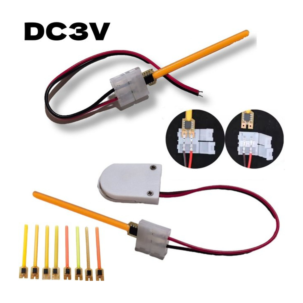 HEGEHE LED Filament Dioden Zubehör für Glühlampen DC 3V COB Meteorschauer Effekt in Rot, Rosa oder Blau, Länge: 40 mm, 59 mm oder 70 mm - Bild 1