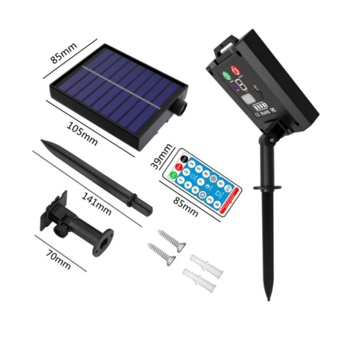 HEGEHE Solar-LED-Streifen mit Fernbedienung, SMD2835, 5V, 60 LEDs/m, IP65 wasserdicht, flexibel und schneidbar, Warmweiß, Schwarz - Bild 2