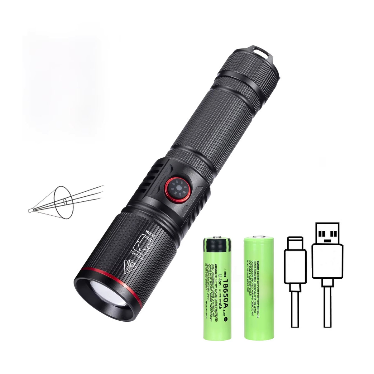 Heinast Hochstarke LED Taschenlampe mit Zoom und wiederaufladbarem Akku für Outdoor und Camping - Bild 7