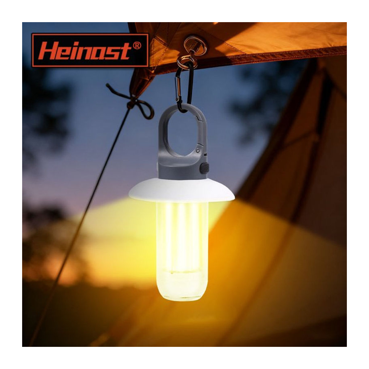 Heinast LED-Camping-Laterne Modern, wiederaufladbare tragbare Arbeitslampe mit 5 Modi und 8 Lichtfilamenten für Outdoor und Zelt - Bild 1