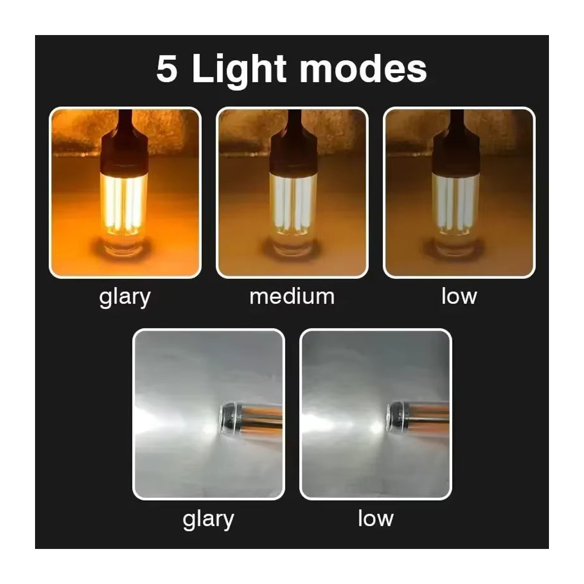 Heinast LED-Camping-Laterne Modern, wiederaufladbare tragbare Arbeitslampe mit 5 Modi und 8 Lichtfilamenten für Outdoor und Zelt - Bild 2