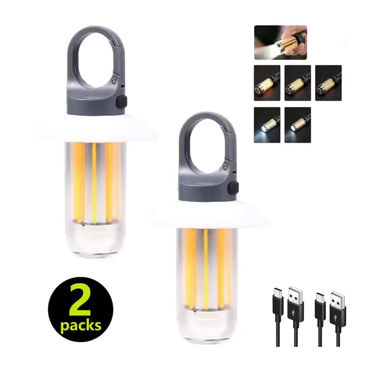 Heinast LED-Camping-Laterne Modern, wiederaufladbare tragbare Arbeitslampe mit 5 Modi und 8 Lichtfilamenten für Outdoor und Zelt - Bild 7