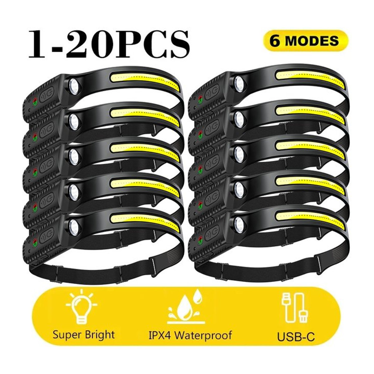 Heinast LED Induktions-Scheinwerfer USB aufladbare Taschenlampe mit eingebautem Akku für Outdoor Camping und Angeln - Bild 1