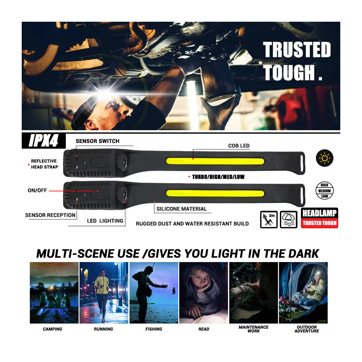Heinast LED Induktions-Scheinwerfer USB aufladbare Taschenlampe mit eingebautem Akku für Outdoor Camping und Angeln - Bild 5