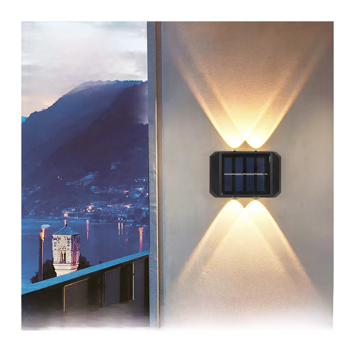 Heinast LED Solar Wandleuchte Modern Schwarz mit Doppel-Kopf für Garten und Außenbereich - Bild 6