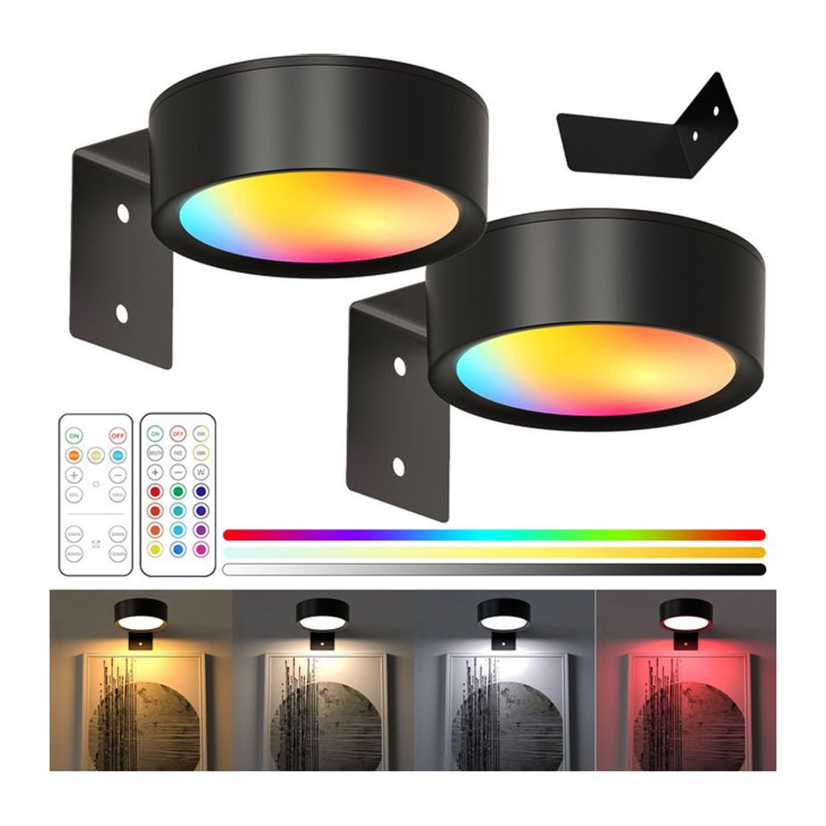Heinast Magnetische LED Bildbeleuchtung mit Fernbedienung Schwarz Modern - Bild 1