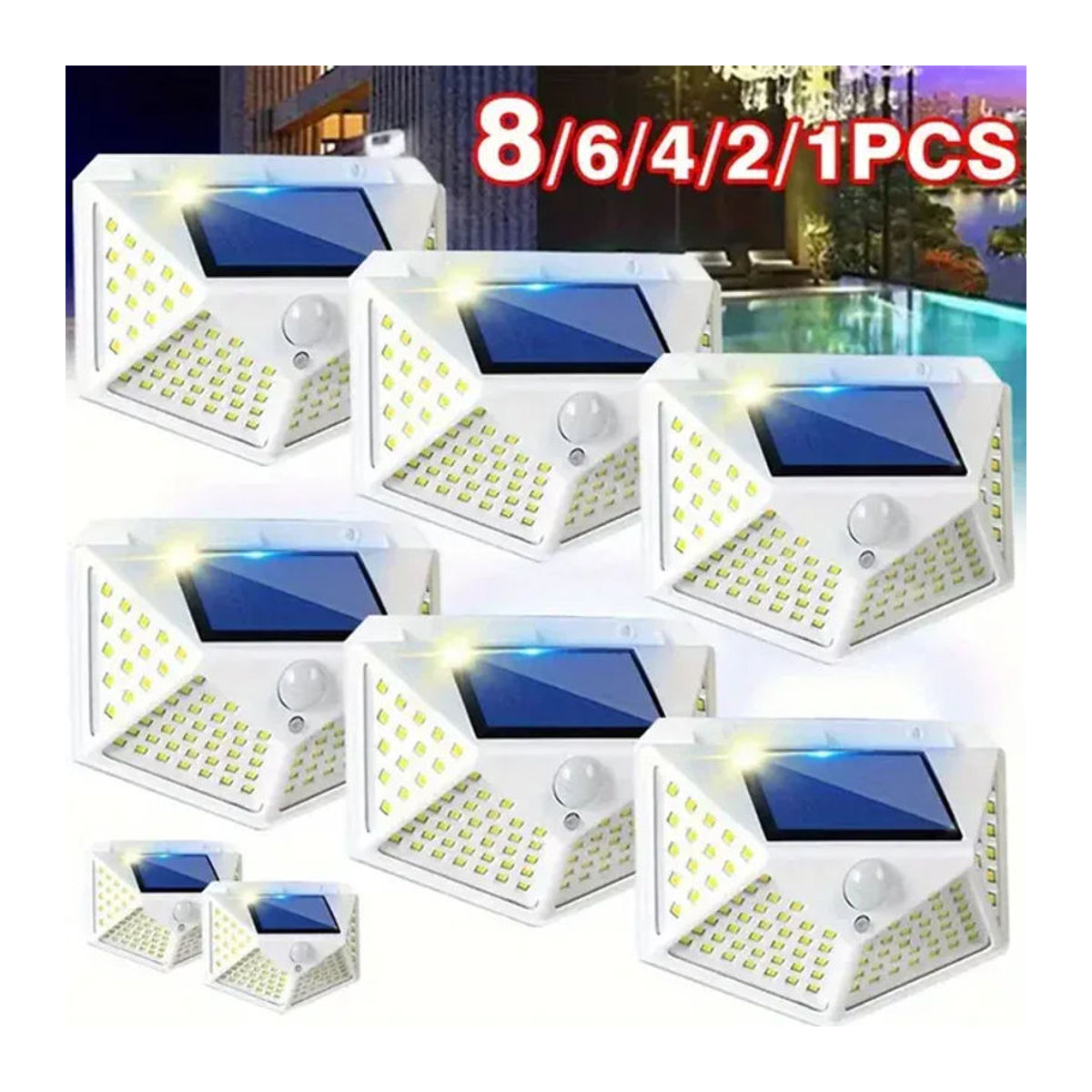 Heinast Moderne Solar Wandleuchte mit 100 LED und PIR Bewegungssensor in Weiß - Bild 1