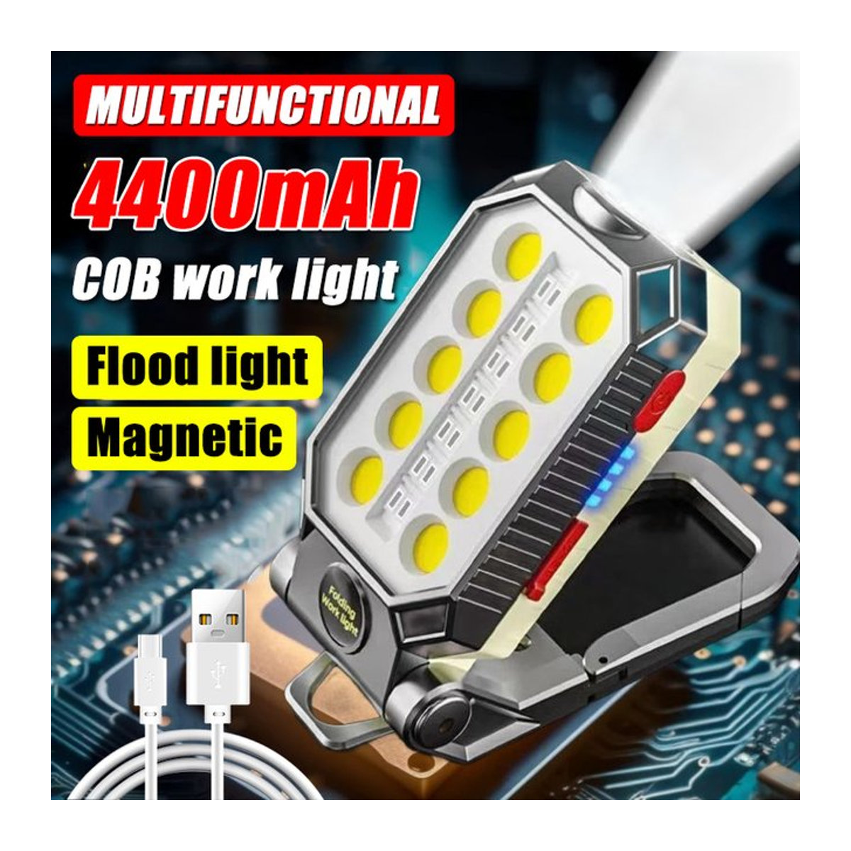 Heinast Multifunktionale COB tragbare Arbeitsleuchte USB wiederaufladbare Notfall-Reparaturleuchte und mobile Taschenlampe - Bild 1