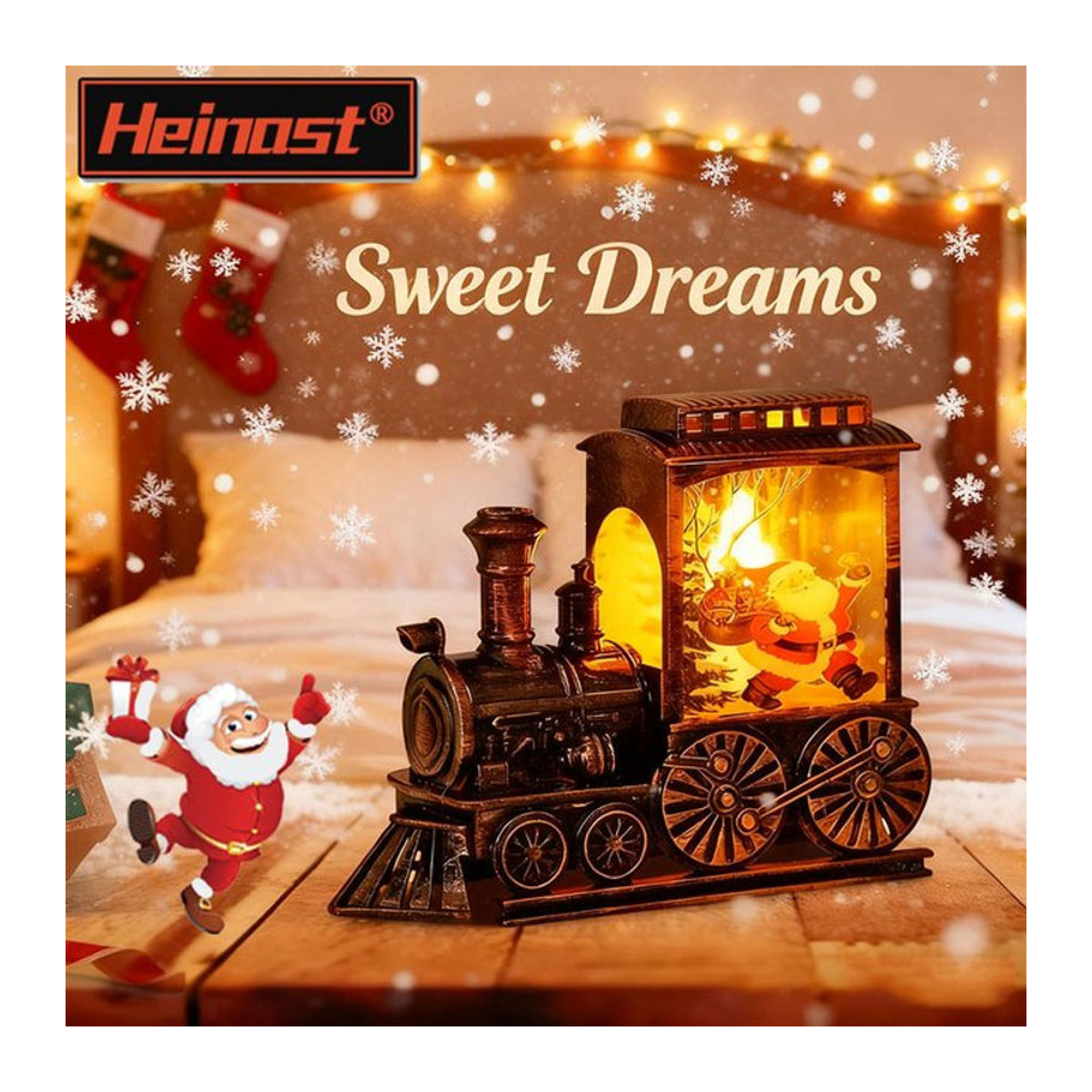 Heinast Nachttischlampe Zug Kristallkugel Ornament in Schwarz aus Glas und Metall - Bild 1