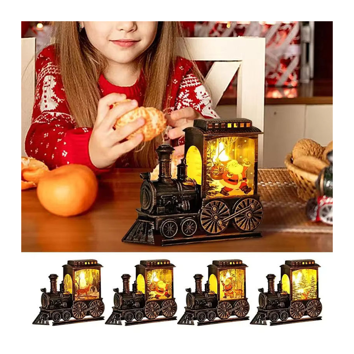 Heinast Nachttischlampe Zug Kristallkugel Ornament in Schwarz aus Glas und Metall - Bild 2