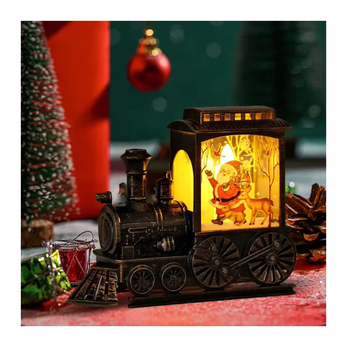 Heinast Nachttischlampe Zug Kristallkugel Ornament in Schwarz aus Glas und Metall - Bild 3