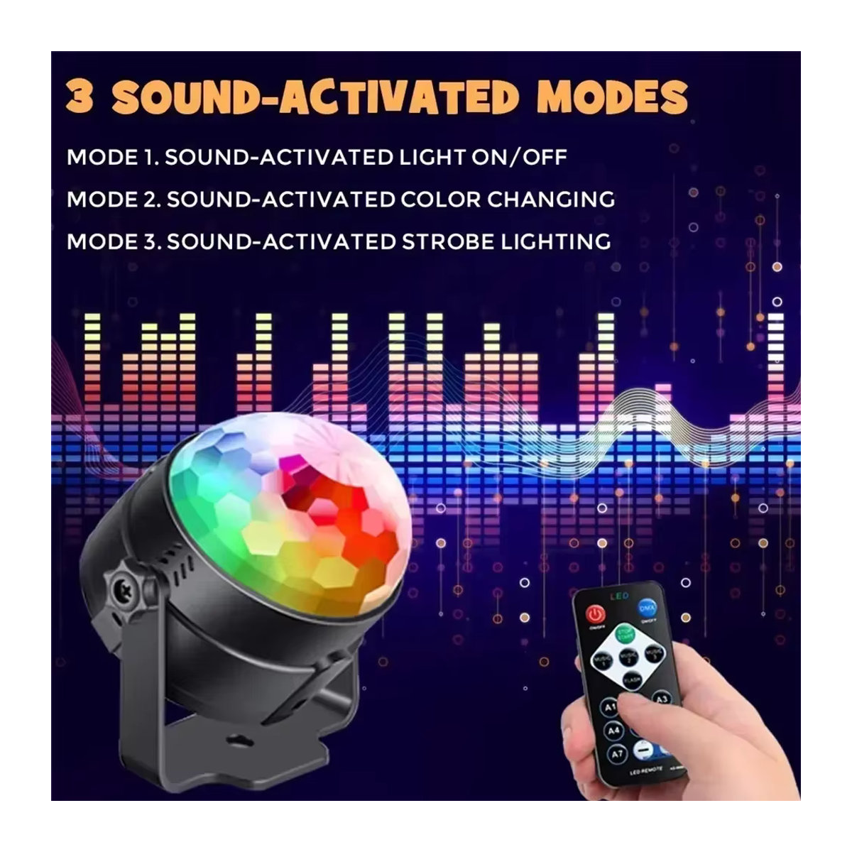 Heinast RGB LED Party Licht mit Sound Control und Rotation für DJ, Disco und Club Shows in Bunt - Bild 4