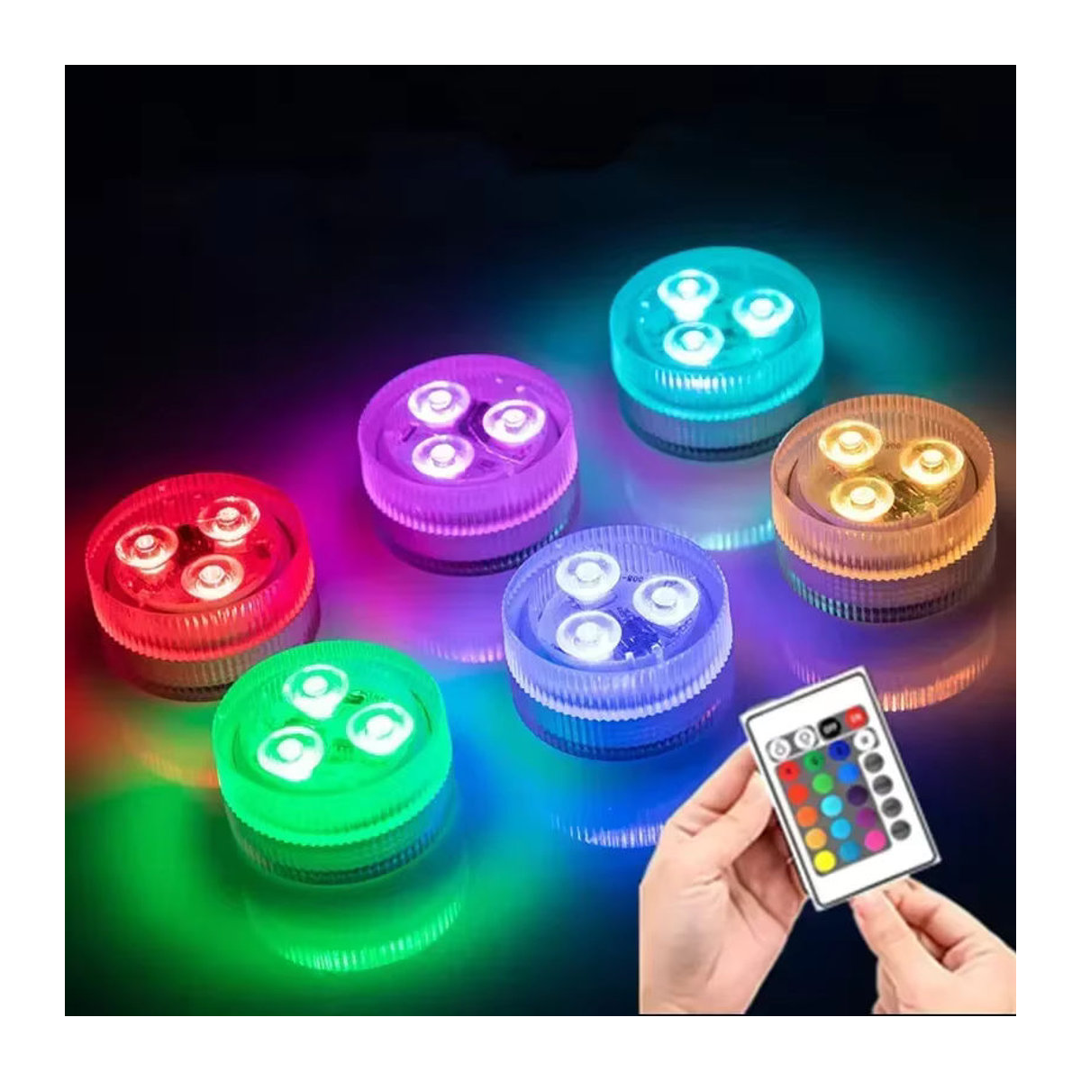 Heinast RGB LED Unterwasserlampe mit Fernbedienung, tragbare 3-LED Tauchfisch-Beleuchtung in Bunt für Aquarium und Vase - Bild 2