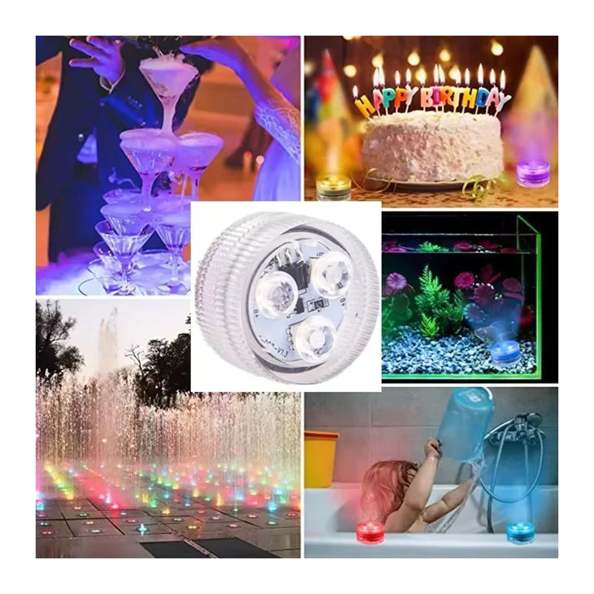 Heinast RGB LED Unterwasserlampe mit Fernbedienung, tragbare 3-LED Tauchfisch-Beleuchtung in Bunt für Aquarium und Vase - Bild 6