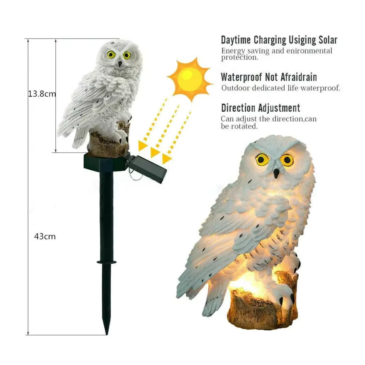 Heinast Solar-Gartenleuchte Eule aus Kunstharz in Bunt mit LED und wasserdichtem Design - Bild 3