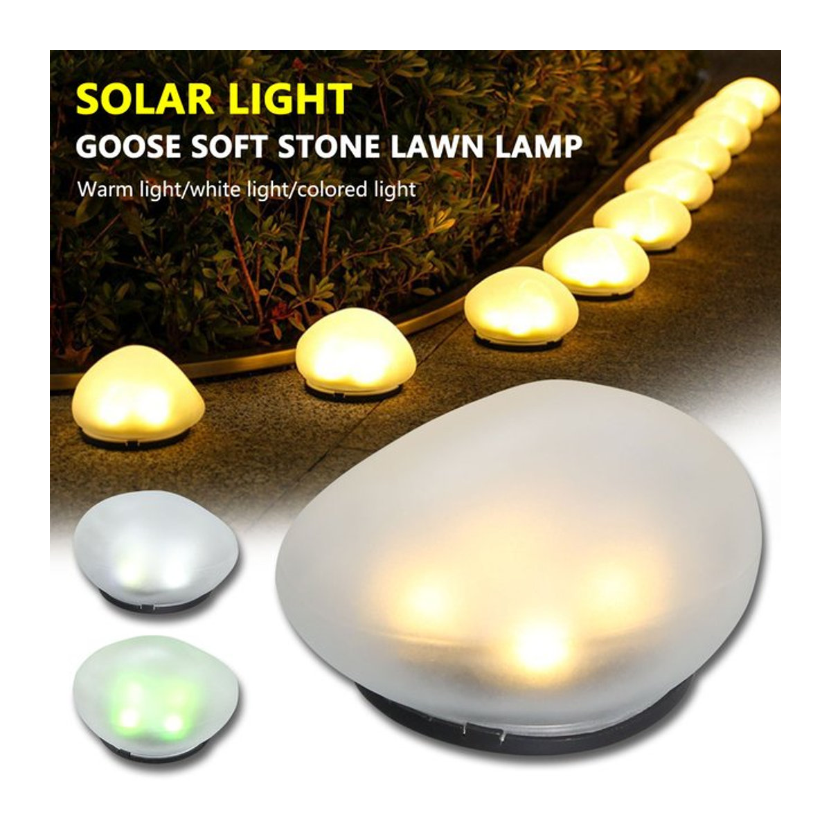 Heinast Solar-Gartenleuchten in Stein-Optik mit 4 hellen LEDs, IP65 wasserdicht, Weiß, minimalistisches Design - Bild 1