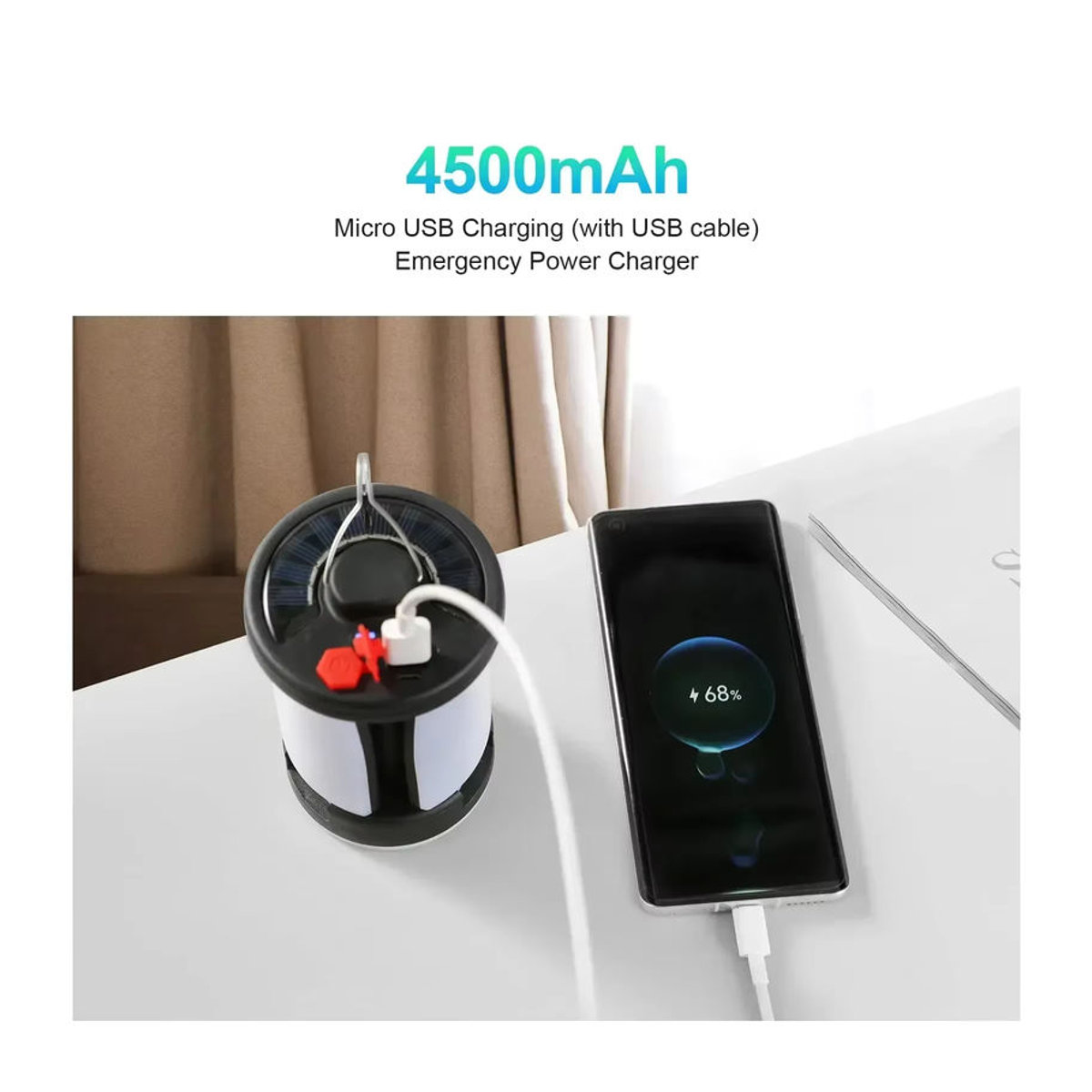 Heinast Solar-LED-Campingleuchte mit 1000 lm, 4500 mAh Akku, faltbar und 6 Lichtmodi - Bild 5