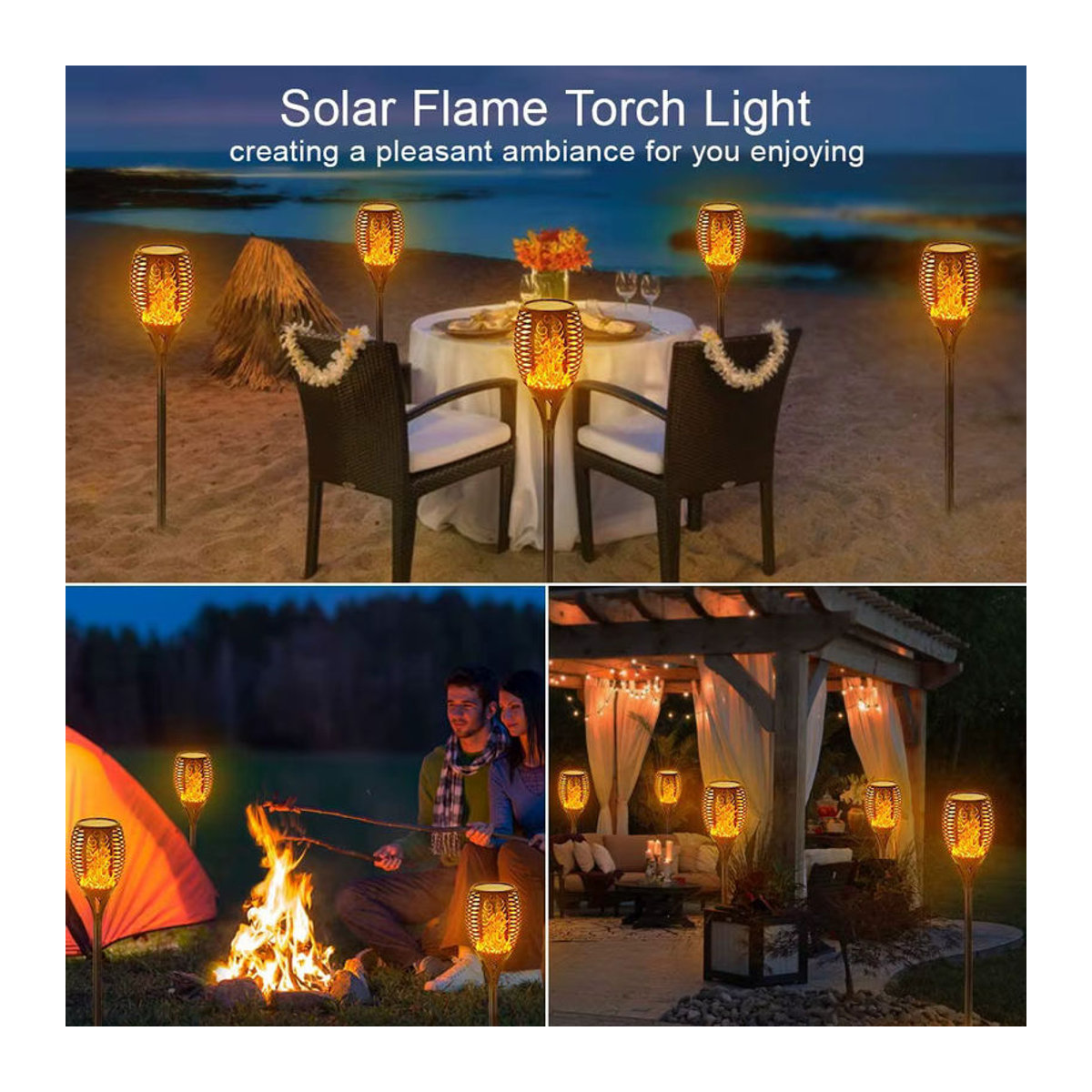 Heinast Solar LED Flammenfackel Laterne in Schwarz aus Kunststoff für Garten und Außenbereich - Bild 3