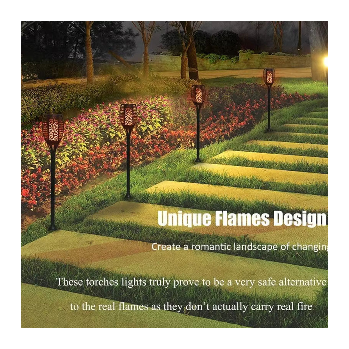 Heinast Solar LED Flammenfackel Laterne in Schwarz aus Kunststoff für Garten und Außenbereich - Bild 4