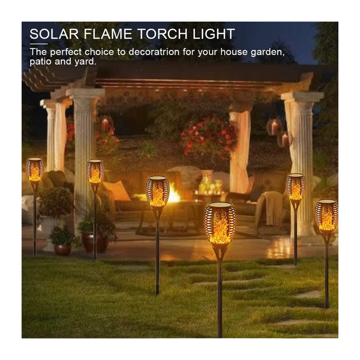 Heinast Solar LED Flammenfackel Laterne in Schwarz aus Kunststoff für Garten und Außenbereich - Bild 6