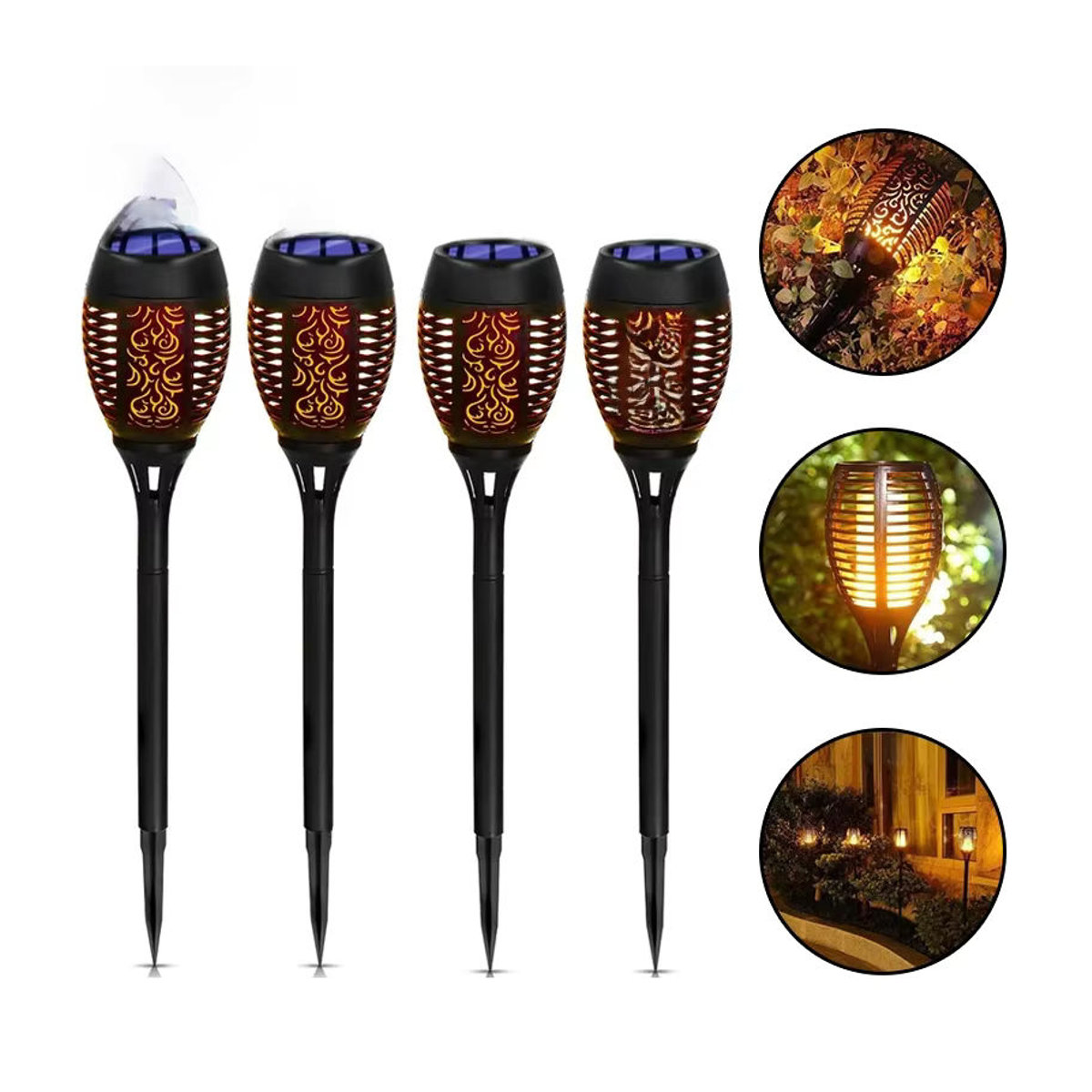 Heinast Solar LED Flammenfackel Laterne in Schwarz aus Kunststoff für Garten und Außenbereich - Bild 7