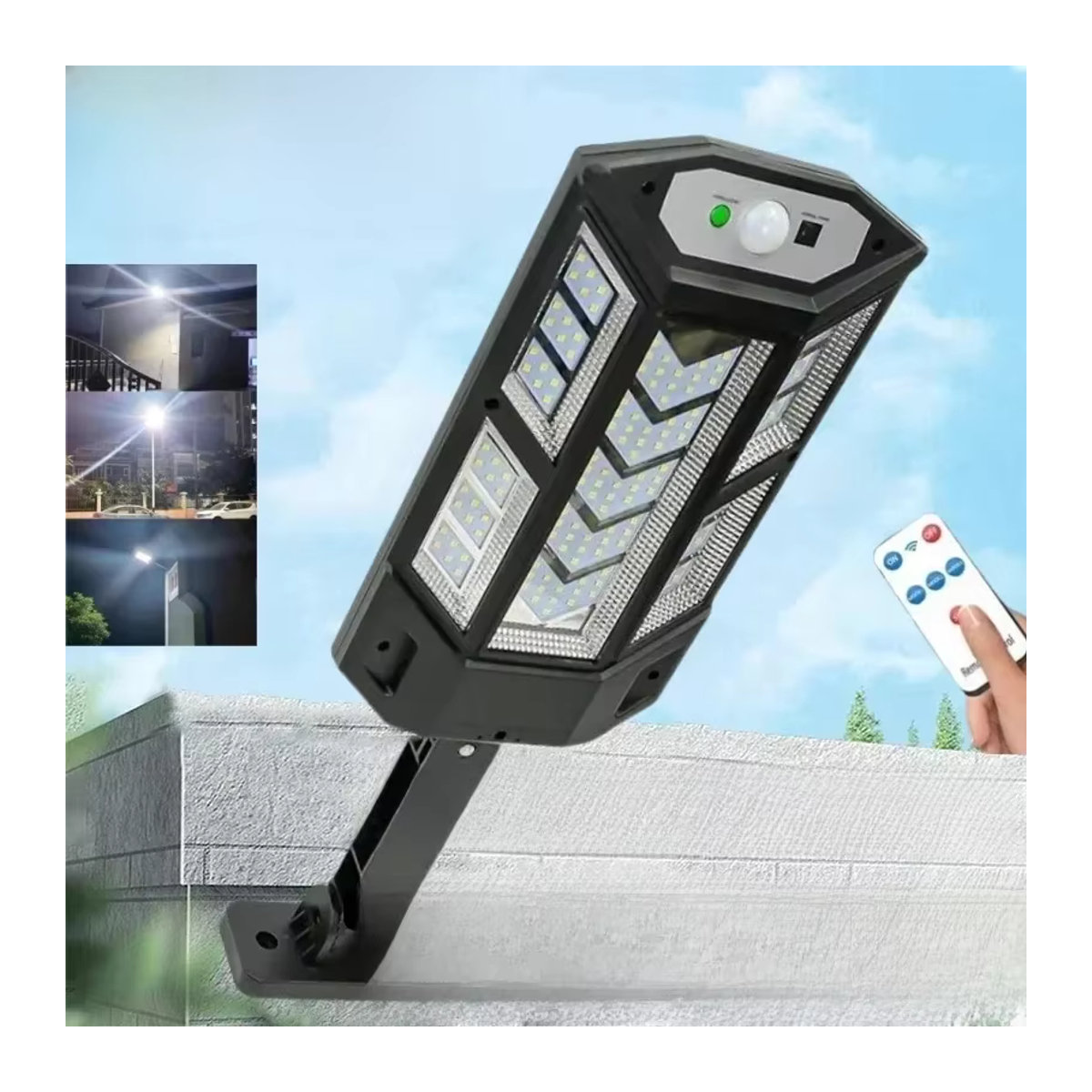 Heinast Solar-LED-Laterne Schwarz mit Bewegungsmelder und 4 Modi, IP65 wasserdichte Outdoor-Solarlampe für Garten und Hof - Bild 6