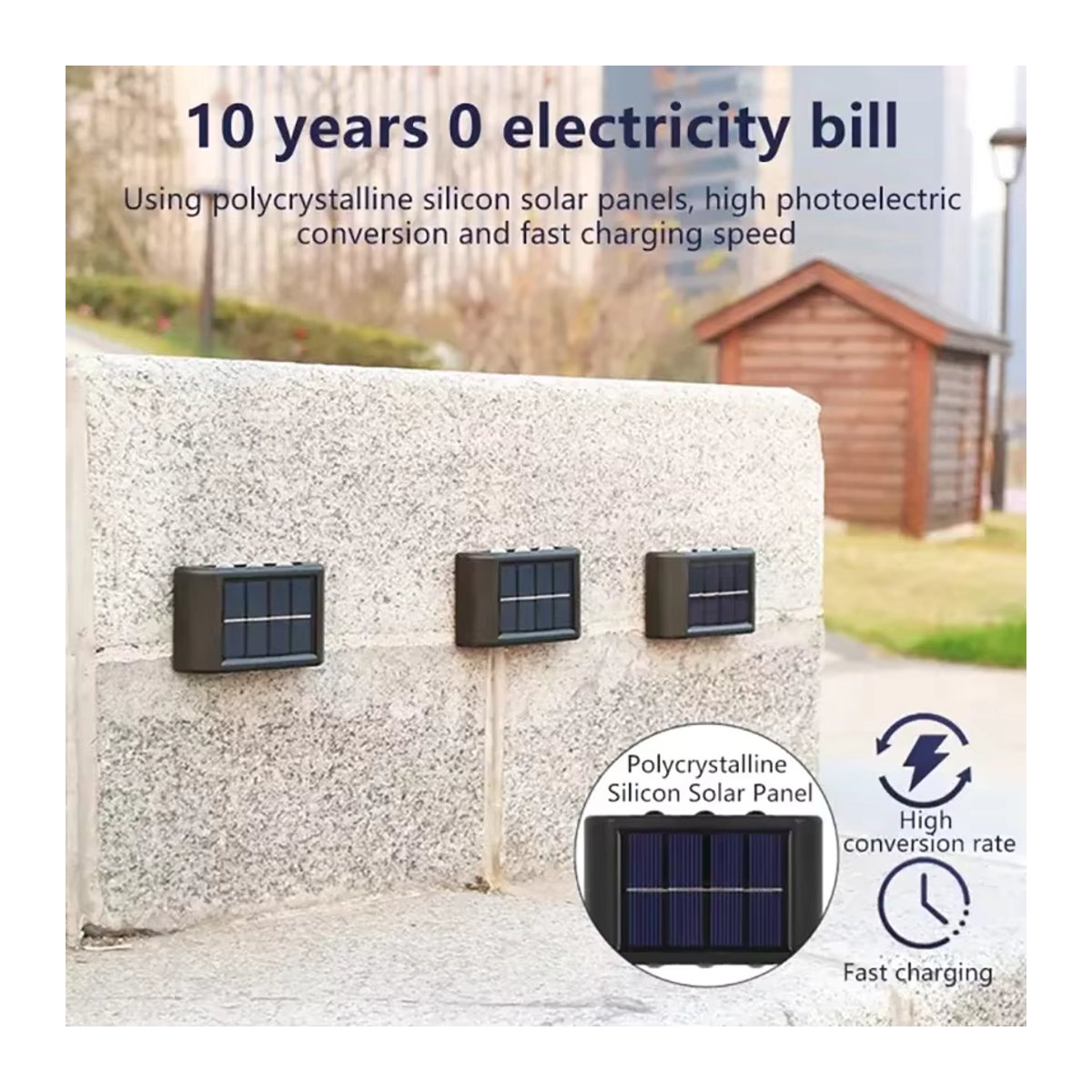 Heinast Solar-LED-Wandleuchte Schwarz Modern Wasserdichte Außenbeleuchtung für Garten und Veranda - Bild 2