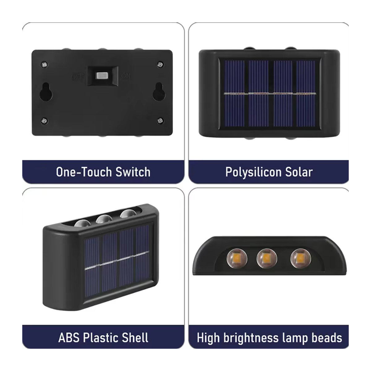 Heinast Solar-LED-Wandleuchte Schwarz Modern Wasserdichte Außenbeleuchtung für Garten und Veranda - Bild 3