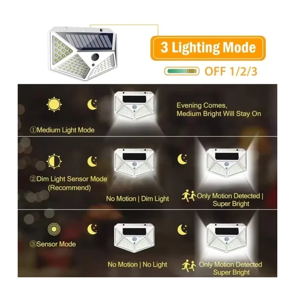 Heinast Solar Wandleuchte mit 100 LED und PIR Bewegungssensor, Modern, Schwarz - Bild 5