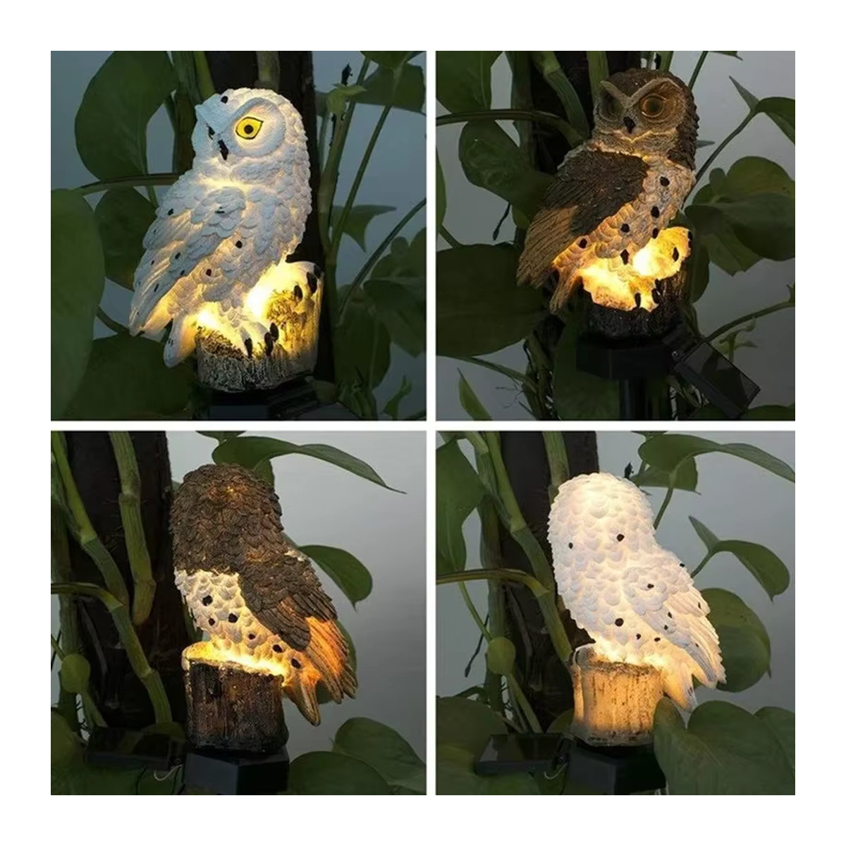 Heinast Solarleuchte Eule aus Kunstharz in Weiß mit LED für den Garten und Außenbereich - Bild 6