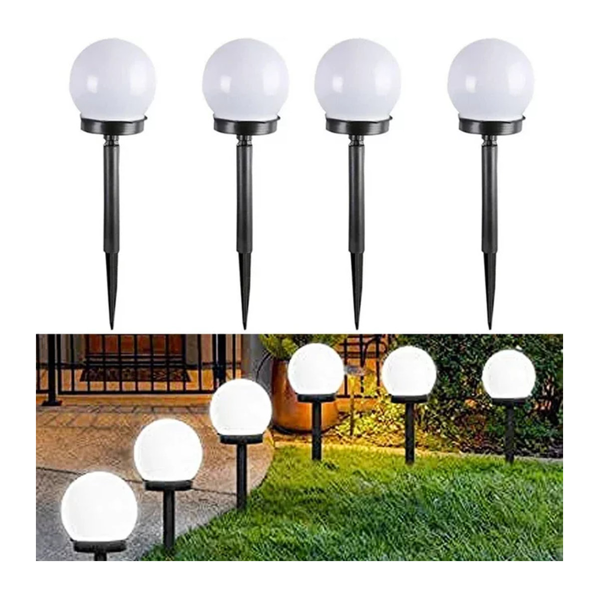 Heinast Solarleuchte LED Ball Lichter Schwarz Minimalistisch für Garten und Außenbereich - Bild 1