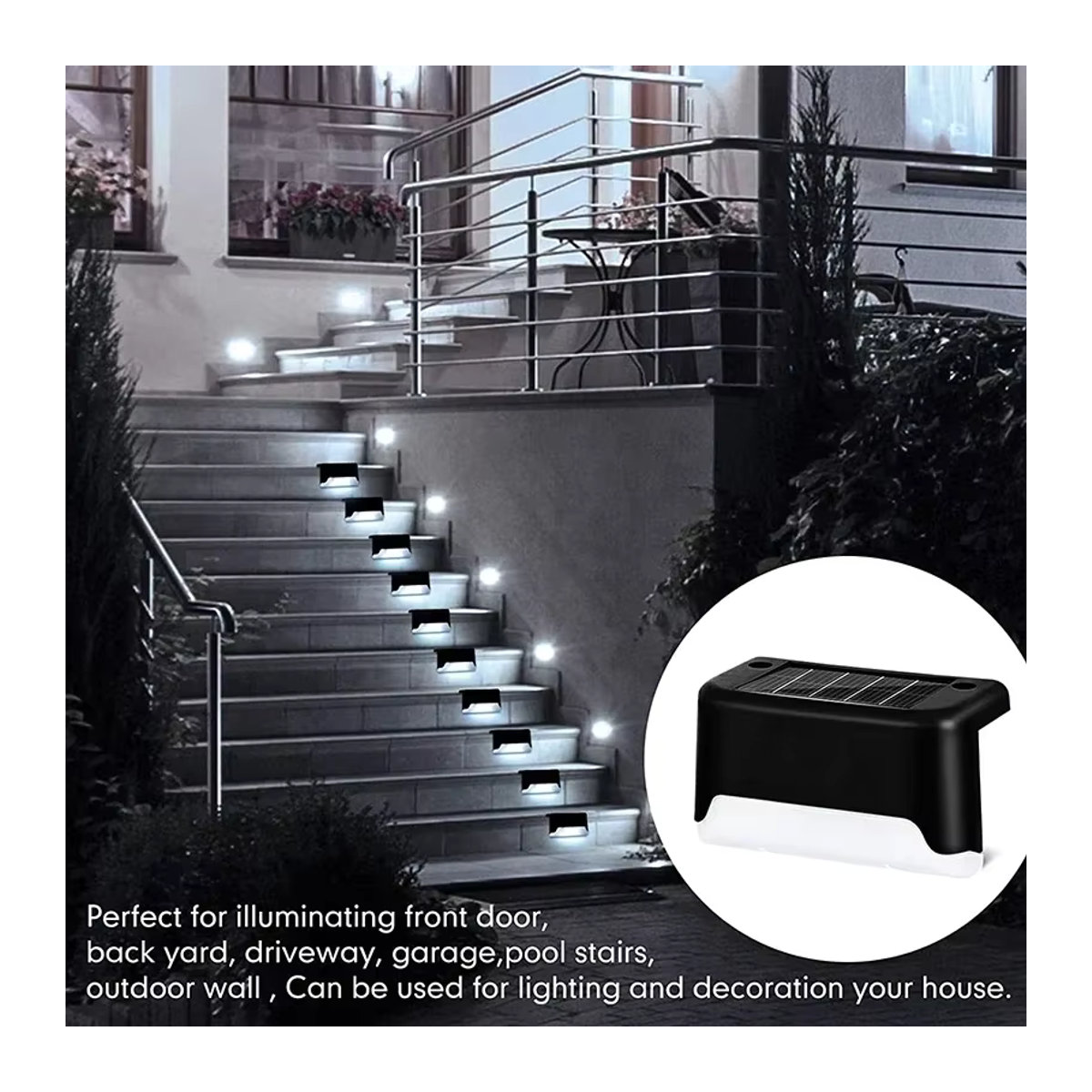 Heinast Solarleuchten Modern Schwarz Wasserdichte LED Gartenlampen für Terrasse und Treppen - Bild 6