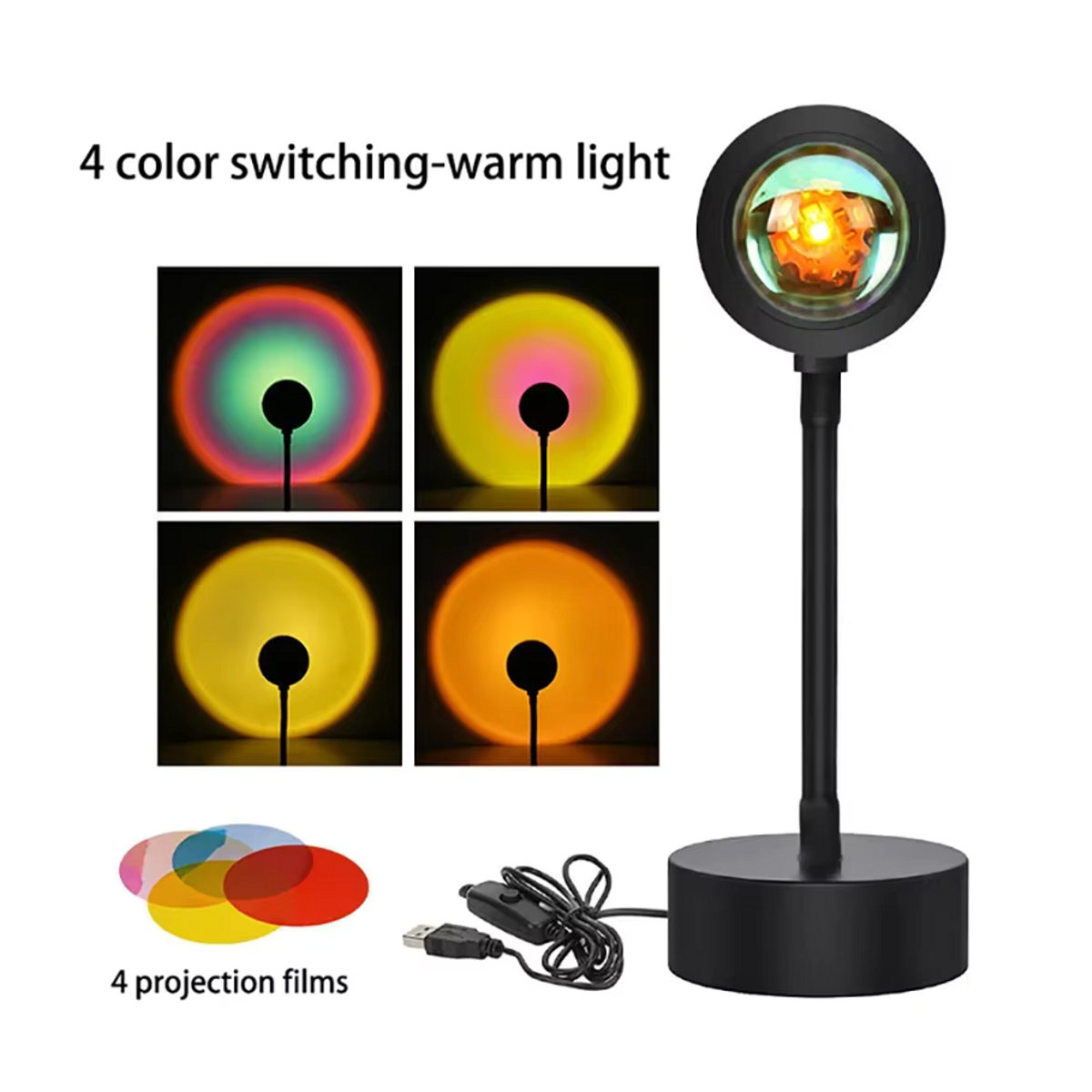 Heinast Sonnenuntergang Lampe LED Projektor mit Fernbedienung in Bunt und Schwarz für moderne Raumdekoration - Bild 5