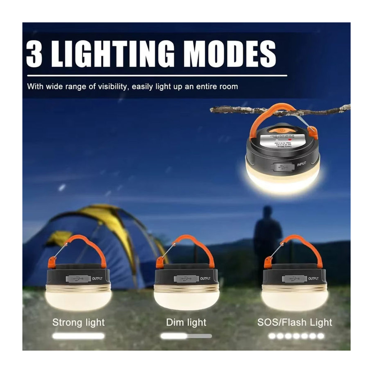 Heinast Tragbare Camping-Lichter Outdoor-Zeltlampe mit 5 Modi und einziehbarem Haken, 20 W Hochleistungs-Notbeleuchtung - Bild 2