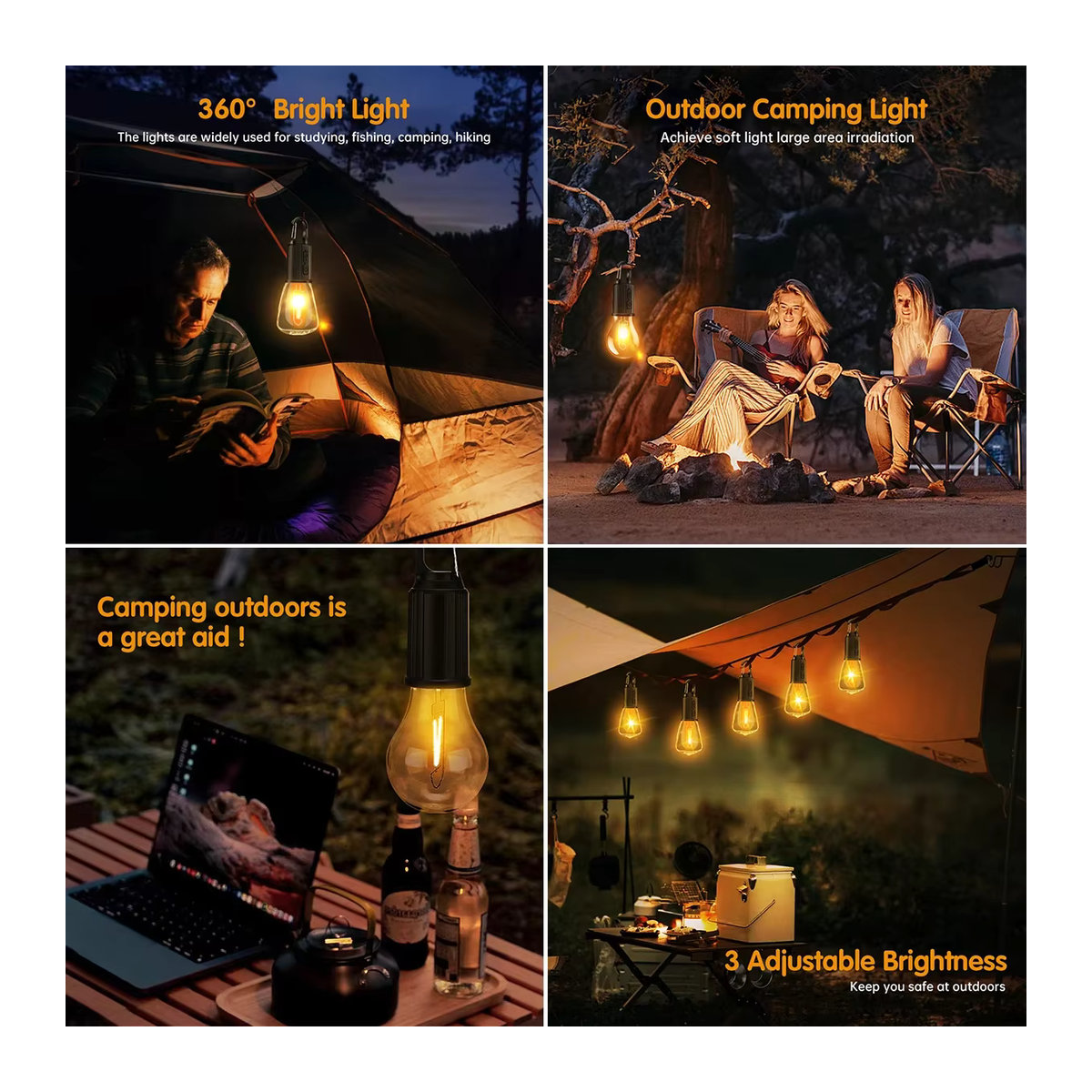 Heinast Tragbare LED Camping Laterne mit USB-Wiederaufladung und Haken für Outdoor, Angeln und Notbeleuchtung - Bild 2