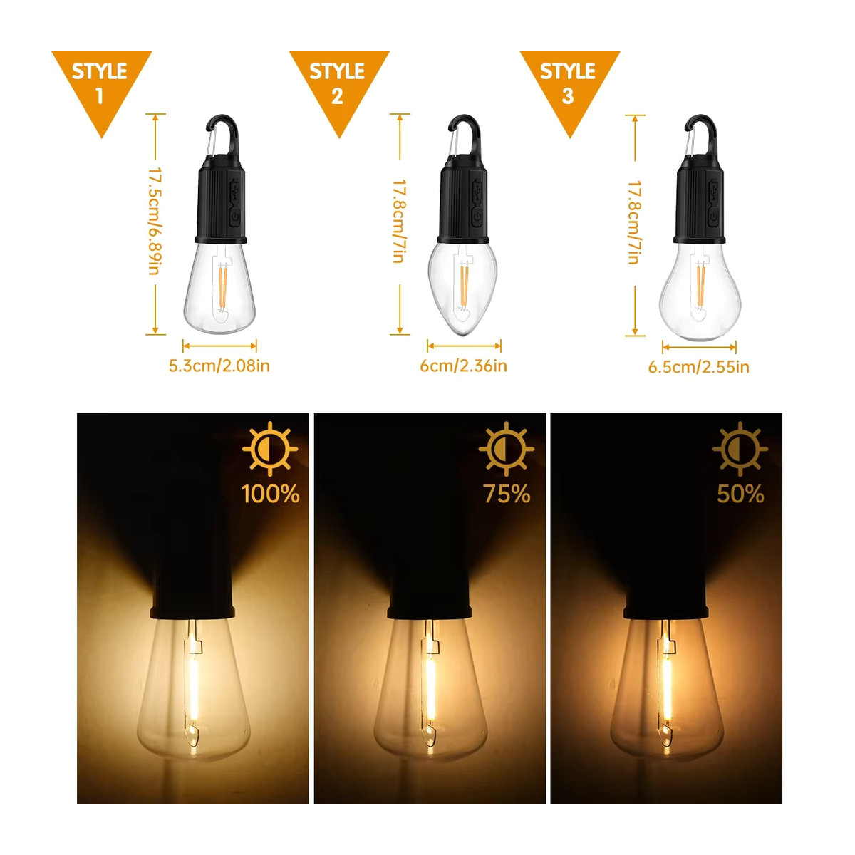 Heinast Tragbare LED Camping Laterne mit USB-Wiederaufladung und Haken für Outdoor, Angeln und Notbeleuchtung - Bild 3