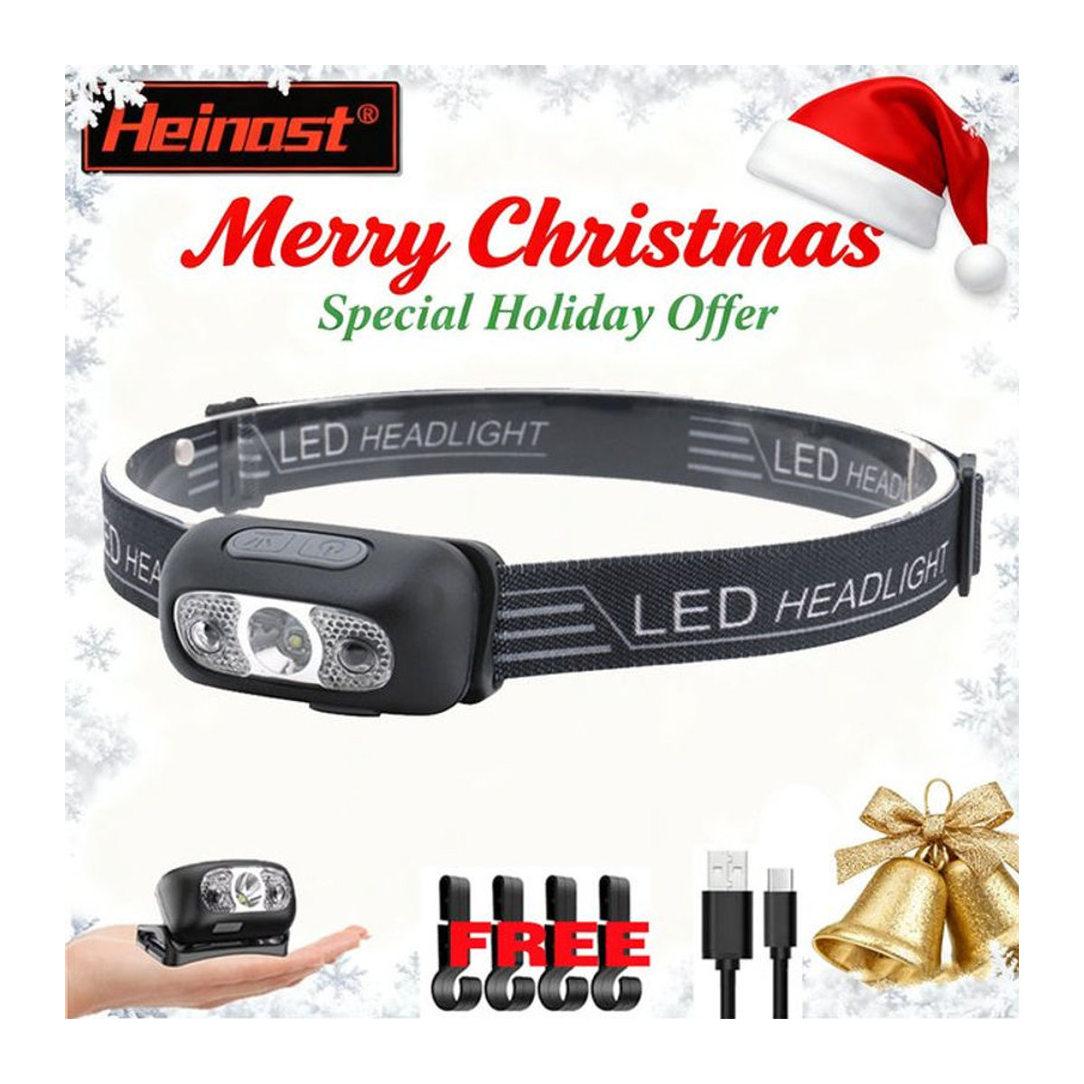 Heinast Tragbare Mini LED Sensor Scheinwerfer Wasserdichte Wiederaufladbare Kopf Lampe für Outdoor Camping und Angeln - Bild 1