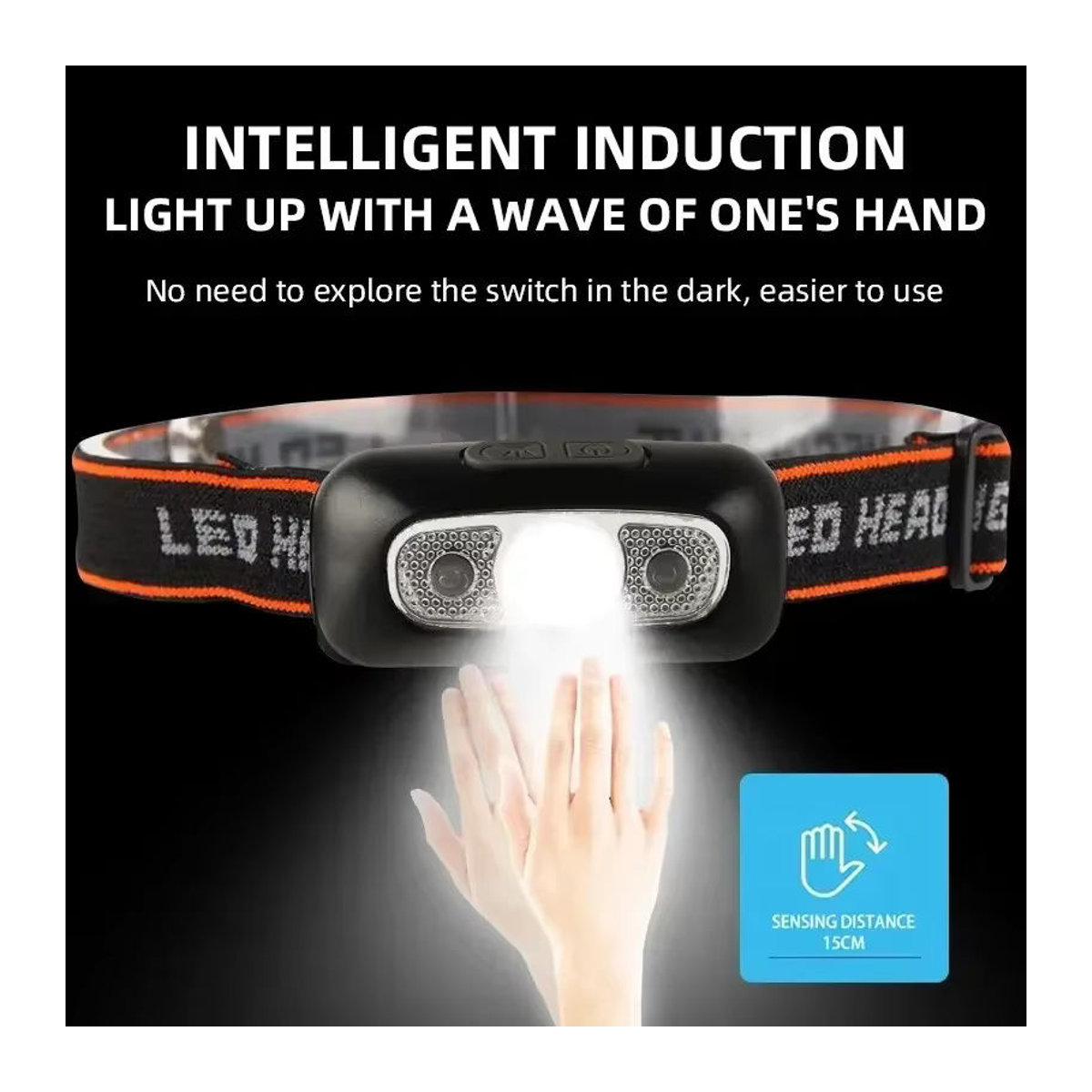 Heinast Tragbare Mini LED Sensor Scheinwerfer Wasserdichte Wiederaufladbare Kopf Lampe für Outdoor Camping und Angeln - Bild 3