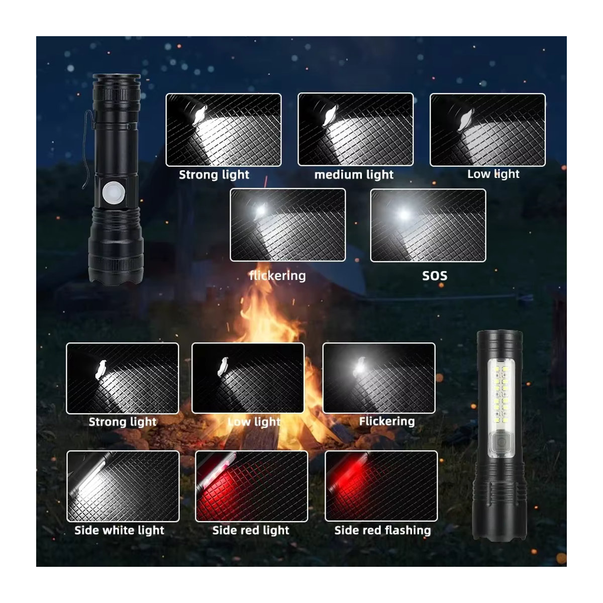 Heinast Tragbare wiederaufladbare LED-Taschenlampe mit superhellem Zoom für Outdoor und Camping - Bild 4