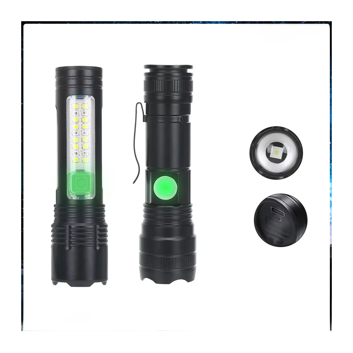 Heinast Tragbare wiederaufladbare LED-Taschenlampe mit superhellem Zoom für Outdoor und Camping - Bild 6
