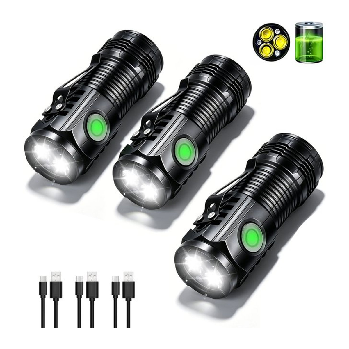 Heinast Tragbare Wiederaufladbare Outdoor-Taschenlampe Wasserdichte LED-Suchscheinwerfer für Camping und Wandern - Bild 1
