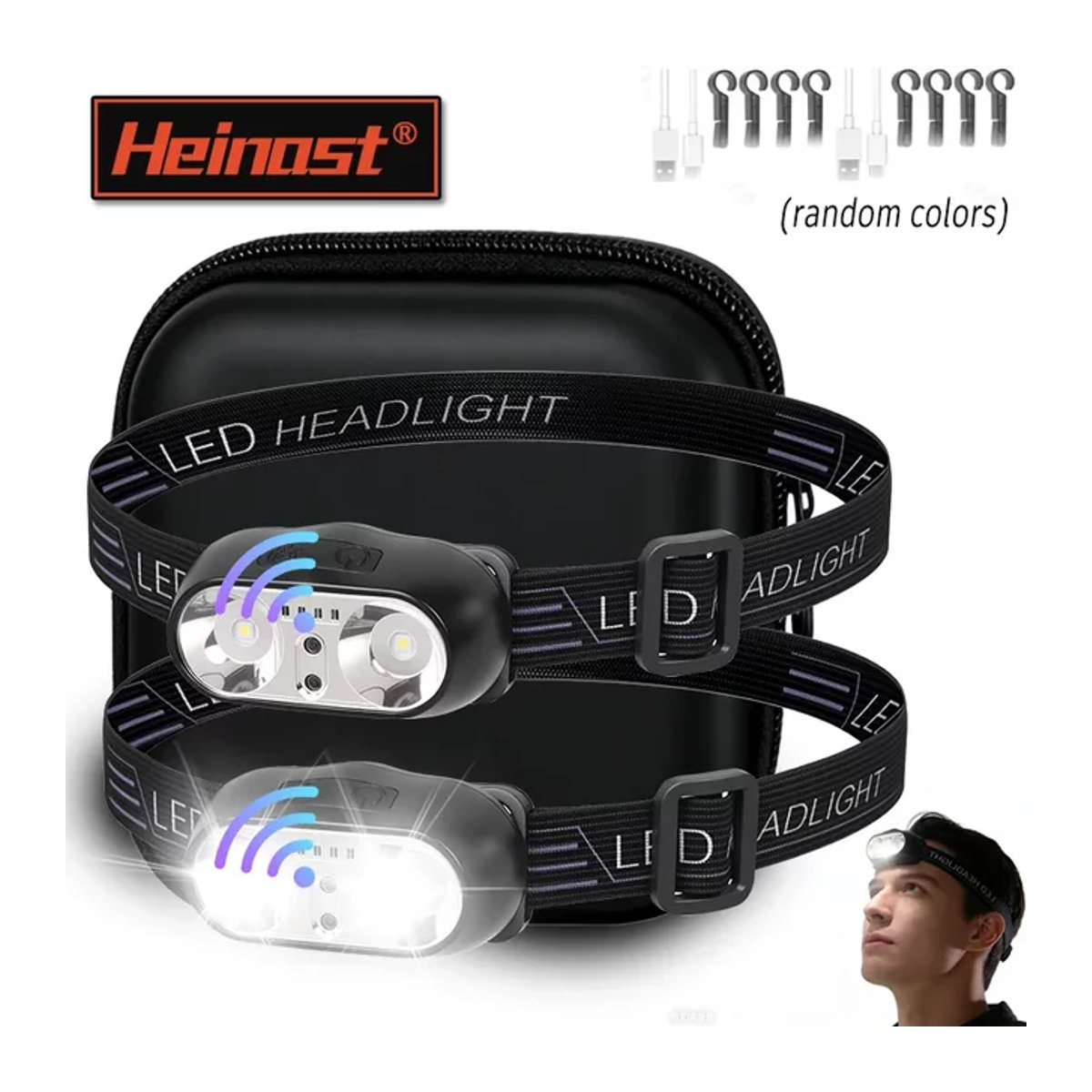 Heinast Tragbarer LED Sensor Scheinwerfer mit USB-C Wiederaufladung für Outdoor Camping und Angeln - Bild 1