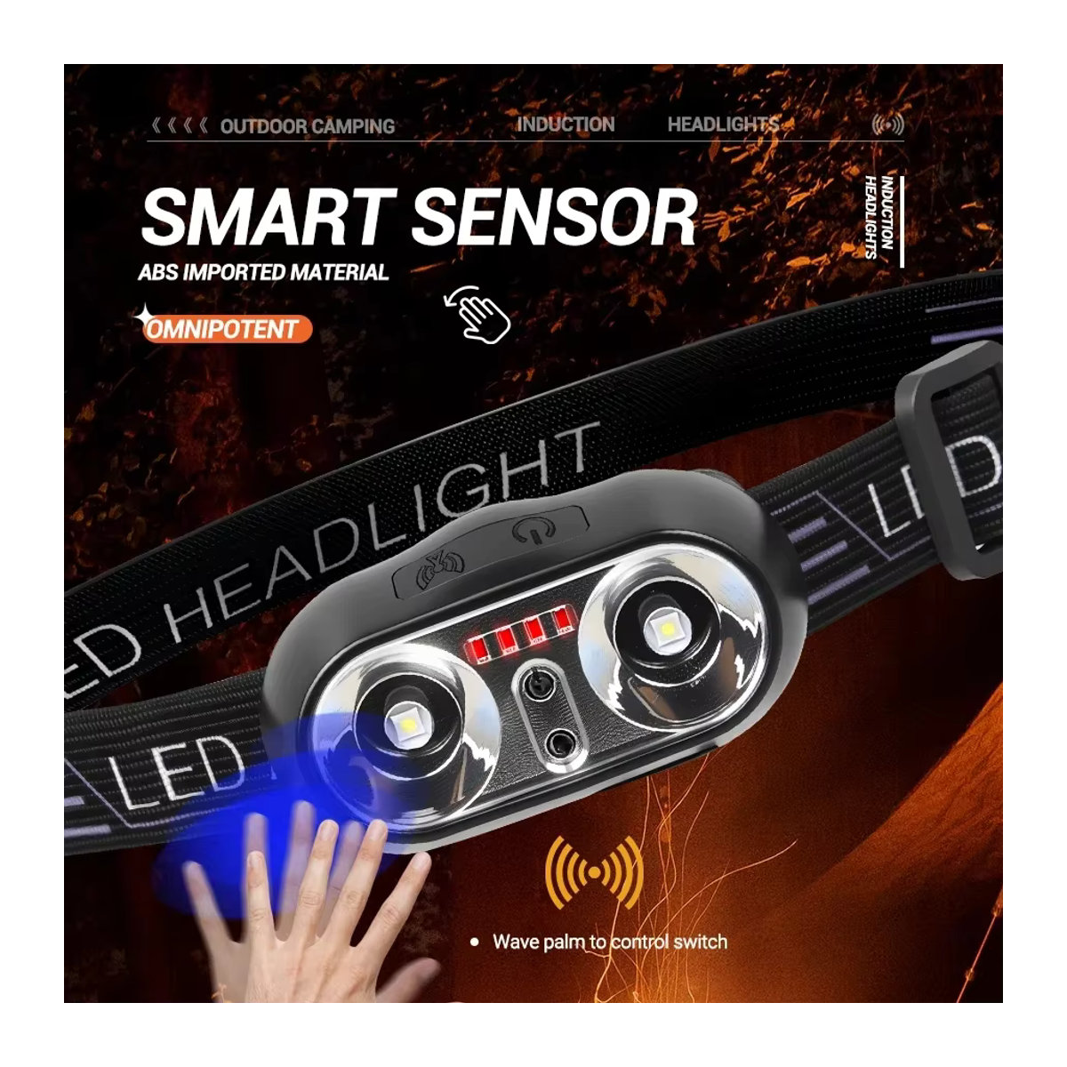 Heinast Tragbarer LED Sensor Scheinwerfer mit USB-C Wiederaufladung für Outdoor Camping und Angeln - Bild 2