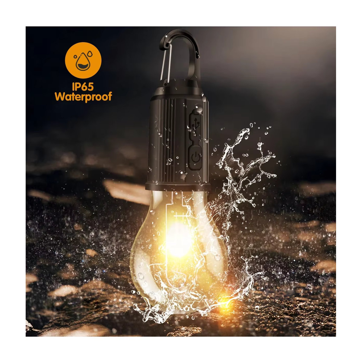Heinast USB-Campingleuchte mit 3 Beleuchtungsmodi, wasserdichte wiederaufladbare Zeltlaterne mit Haken und Notlicht für den Außenbereich - Bild 5