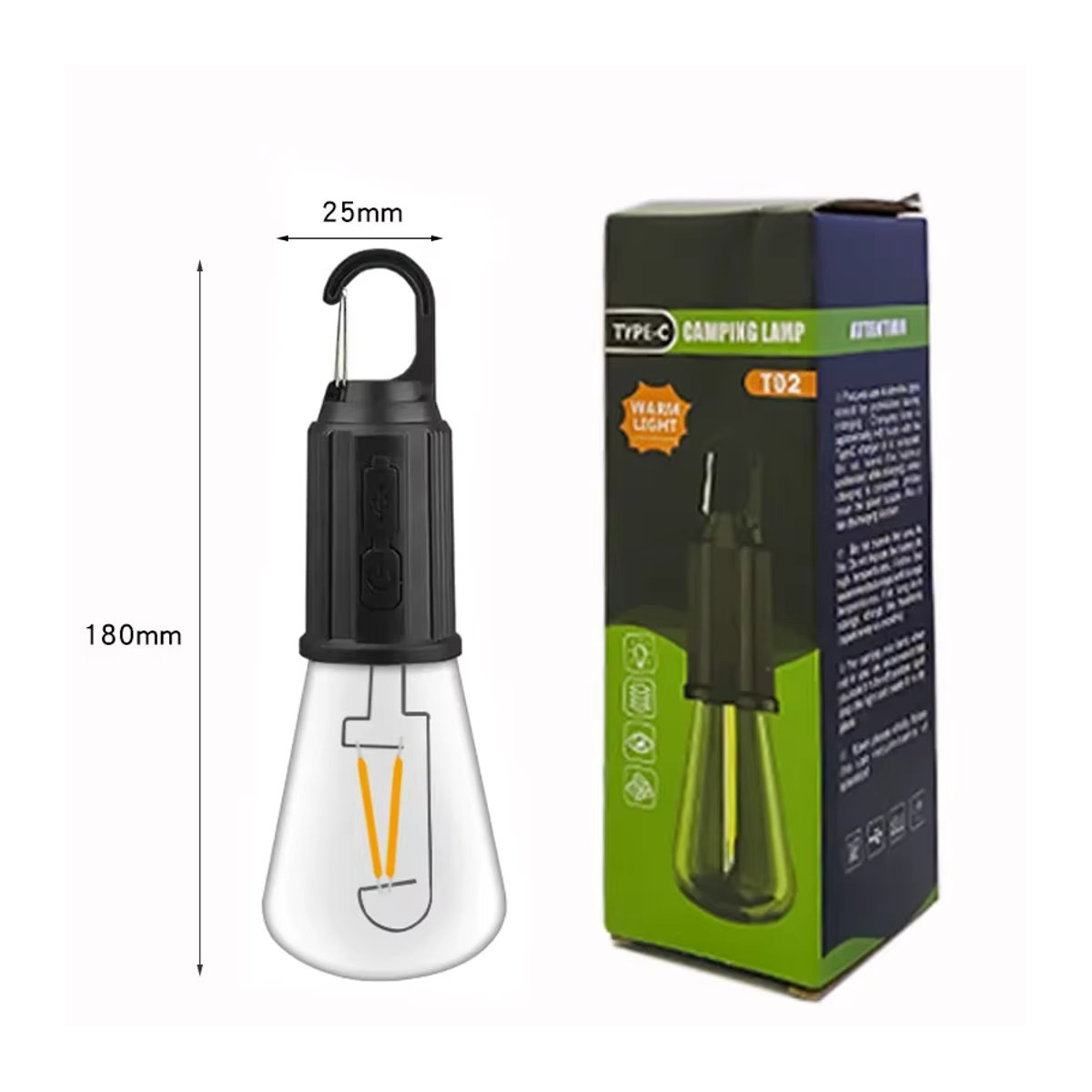 Heinast USB-Campingleuchte mit 3 Beleuchtungsmodi, wasserdichte wiederaufladbare Zeltlaterne mit Haken und Notlicht für den Außenbereich - Bild 7