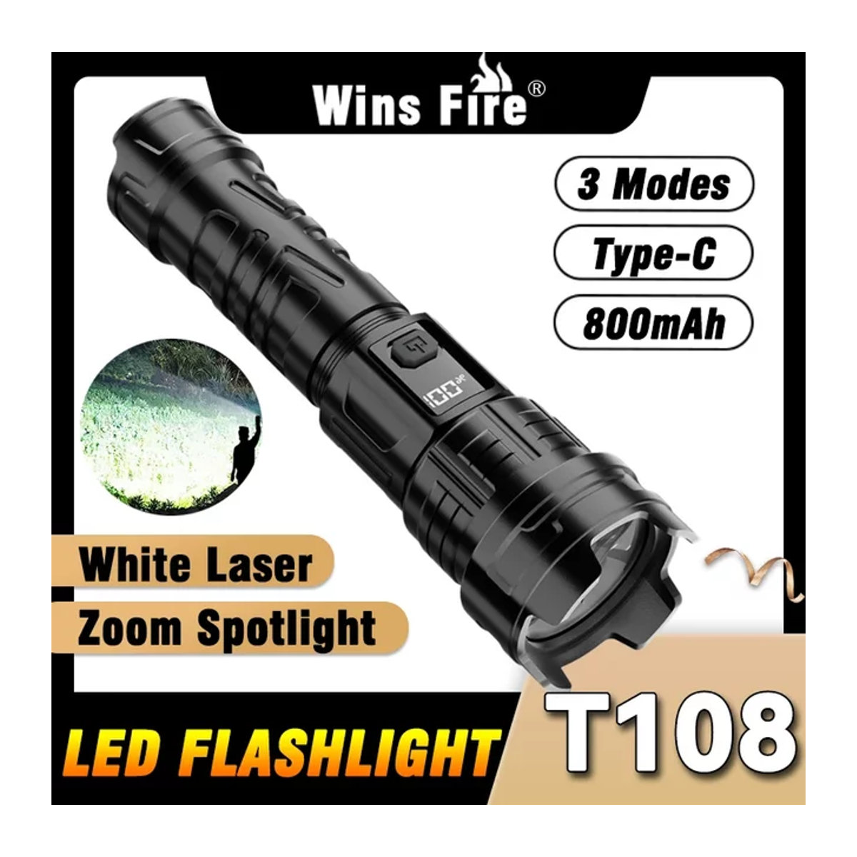 Heinast USB-wiederaufladbare LED-Taschenlampe mit 3 Modi für Camping und Wandern - Bild 1